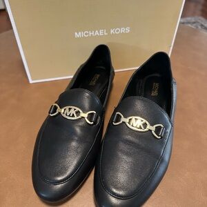 Michael Kors Black Loafers with Gold Accent
